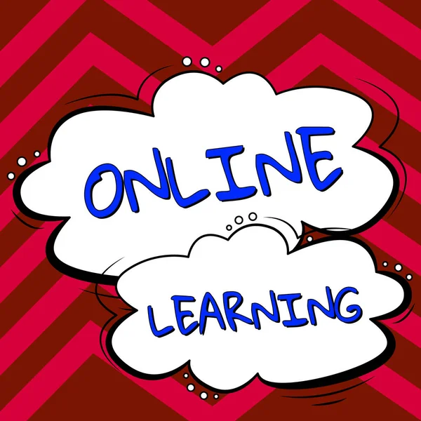 Logga Som Visar Online Learning Internet Concept Larning Med Hjälp — Stockfoto
