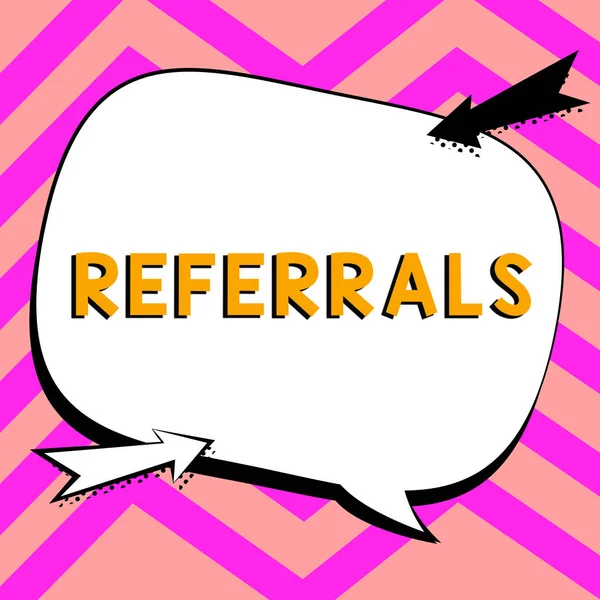 Text Caption Presenting Referrals Word Act Referring Someone Something Consultation — Stok fotoğraf