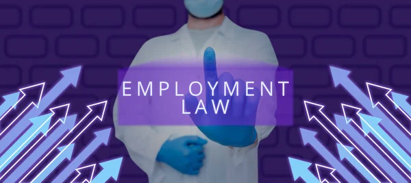 Sign displaying Employment Law, Internet Concept deals with legal rights and duties of employers and employees