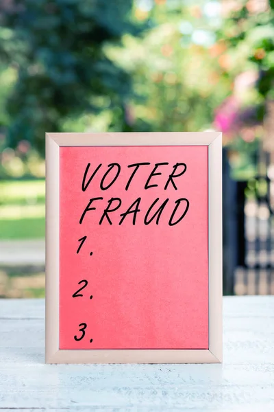Texto Que Muestra Inspiración Fraude Electoral Palabra Escrito Elección Indicación — Foto de Stock