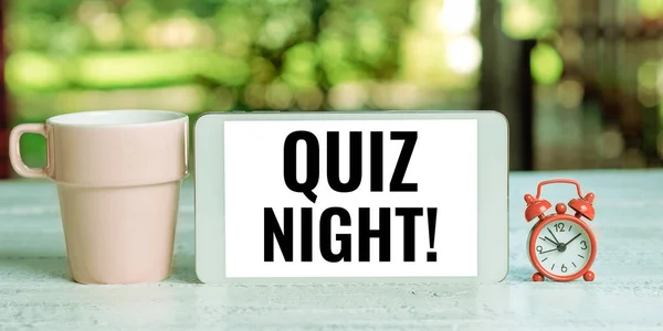 Εννοιολογική Λεζάντα Quiz Night Έννοια Που Σημαίνει Βράδυ Δοκιμή Ανταγωνισμού — Φωτογραφία Αρχείου