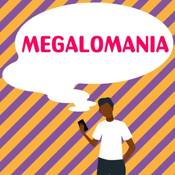 Yazısı Işareti Megalomania Dünyası Zihinsel Hastalıkları Kişisel Her Şeye Gücü — Stok fotoğraf