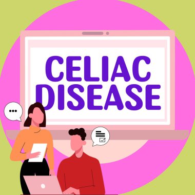 Çölyak hastalığını gösteren tabela, iş genel değerlendirmesi ince bağırsak glüten sindirim sorununa karşı aşırı duyarlıdır