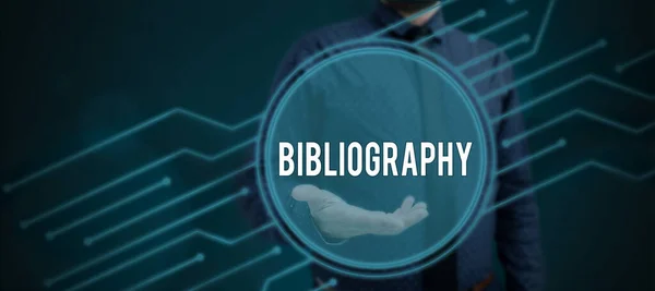 Text Sign Showing Bibliography Business Overview List Writings Relating Particular — Foto de Stock