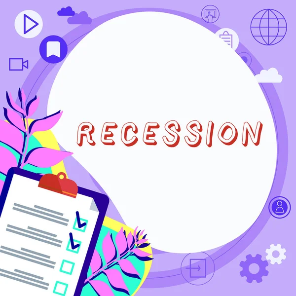 Recessziót Mutató Szöveges Jel Fogalom Növekedés Fokozatos Csökkenésének Folyamatát Jelenti — Stock Fotó