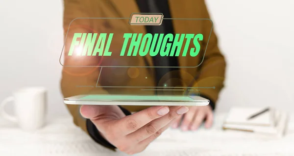 Inspiration Showing Sign Final Thoughts Business Concept Conclusion Last Analysis — Fotografia de Stock
