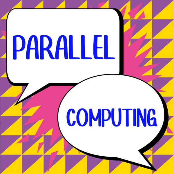 Text Sign Showing Parallel Computing Internet Concept Simultaneous Calculation Means — Stok fotoğraf