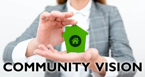 Hand Writing Sign Community Vision Concept Meaning Neighborhood Association State — Fotografia de Stock