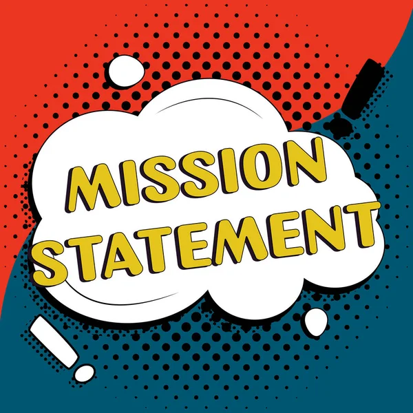 Didascalia Testo Che Presenta Mission Statement Word Written Formal Summary — Foto Stock