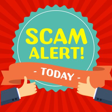 Scam Alert, Internet Kavramı 'nı gösteren metin işareti birini entrika ya da dolandırıcılık ihbarı hakkında uyarır