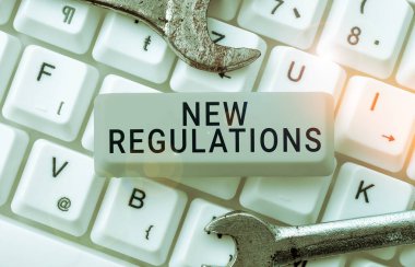 Handwriting text New Regulations, Business approach Regulation controlling the activity usually used by rules.