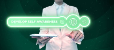 Writing displaying text Develop Self Awareness, Word Written on Improve sharp realization of ones personality