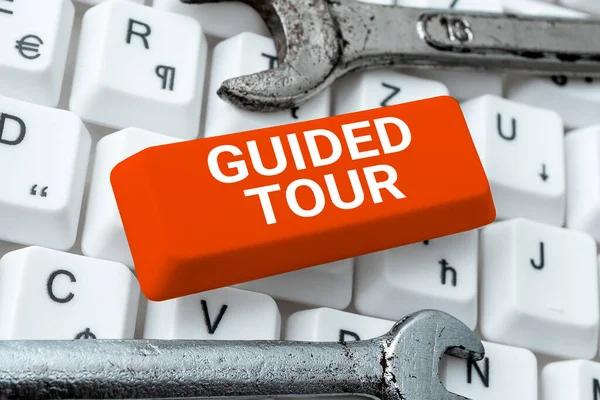 Writing displaying text Guided Tour, Business showcase advice or information aimed at resolving problem or difficulty
