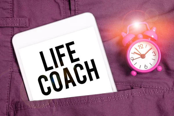 Sign Exibindo Life Coach Conceito Significado Uma Pessoa Que Aconselha — Fotografia de Stock