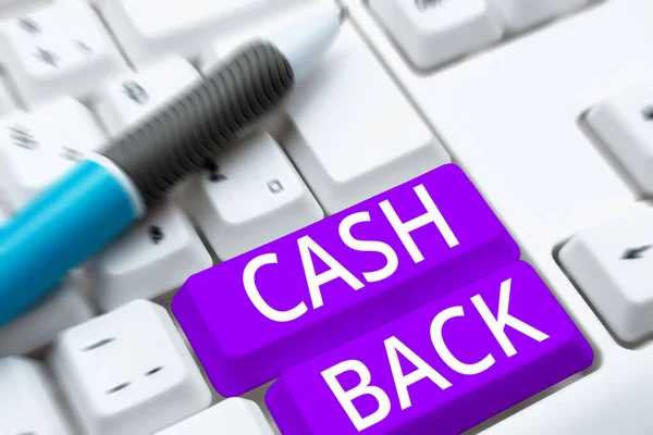 Texto Título Presentando Cash Back Concepto Que Significa Incentivo Ofrecido — Foto de Stock