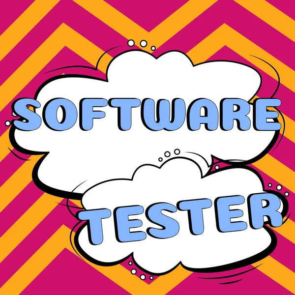 Tekst Bijschrift Presenteren Software Tester Business Showcase Geïmplementeerd Software Beschermen — Stockfoto