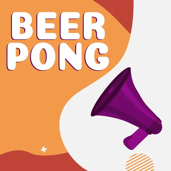 Concepeption Caption Beer Pong 맥주가 게임을 가리키는 튀기거나 탁구를 던지는 — 스톡 사진