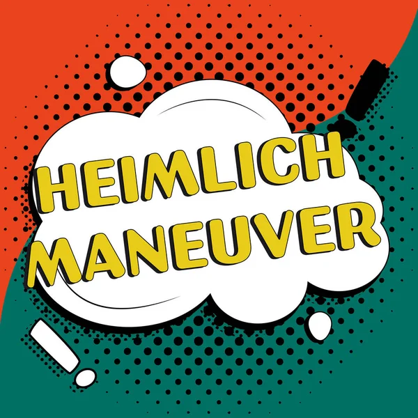 Podpis Koncepcyjny Heimlich Maneuver Słowo Wpisany Stosowanie Ciśnienia Górę Przypadku — Zdjęcie stockowe