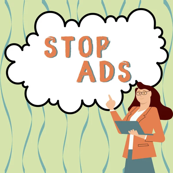 Escrevendo Exibindo Texto Stop Ads Programa Abordagem Negócios Que Irá — Fotografia de Stock