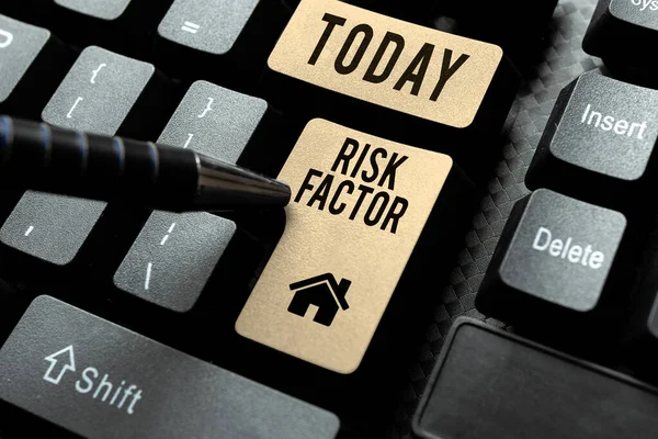 Sign displaying Risk Factor, Business overview Something that rises the chance of a person developing a disease