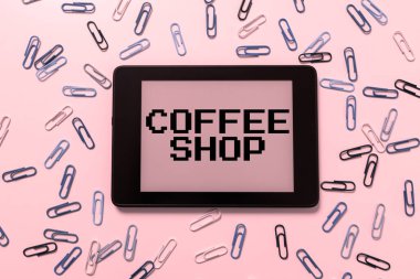 Sign displaying Coffee Shop, Concept meaning small informal restaurant serving coffee and light refreshments