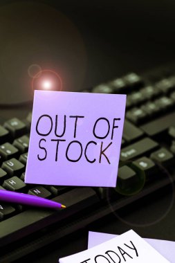 Text showing inspiration Out Of Stock, Business approach Not available anymore outside the standard rate of market