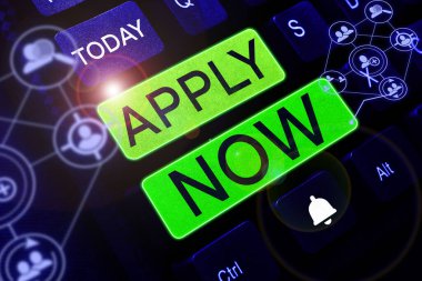 Handwriting text Apply Now, Internet Concept An act of a person to acquire the job related to the profession