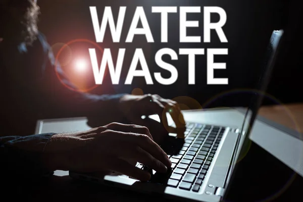 Text sign showing Water Waste, Business overview liquid that has been used as part of an industrial process