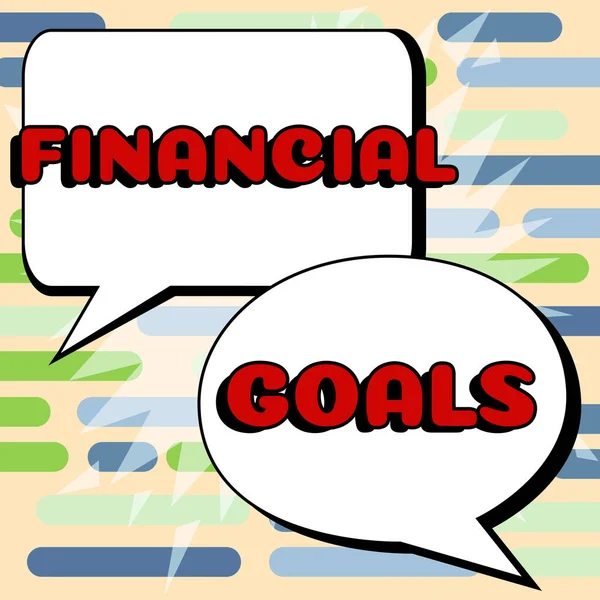 Znak Tekstowy Przedstawiający Cele Finansowe Cele Zakresie Przeglądu Działalności Gospodarczej — Zdjęcie stockowe