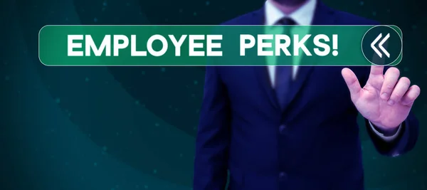 Handwriting Text Employee Perks Business Concept Worker Benefits Bonuses Compensation — Stok fotoğraf