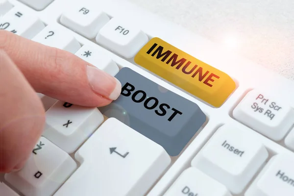Hand Writing Sign Immune Boost Business Overview Being Able Resist — Stock Photo, Image