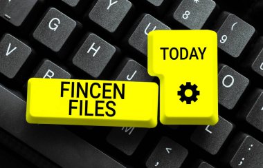 Text caption presenting Fincen Files, Conceptual photo Transactions in financial assets and liabilities