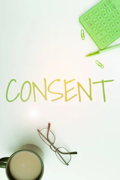 Sign Displaying Consent Word General Agreement Particular Subject Event Action —  Fotos de Stock