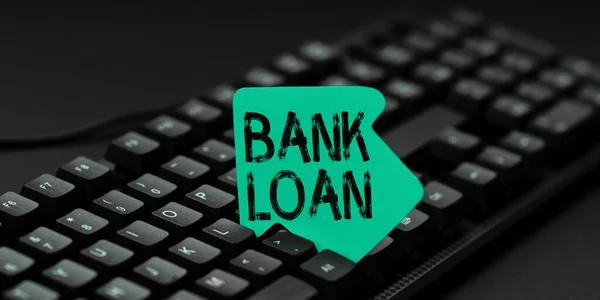 Text caption presenting Bank Loan, Business idea an amount of money loaned at interest by a bank to a borrower