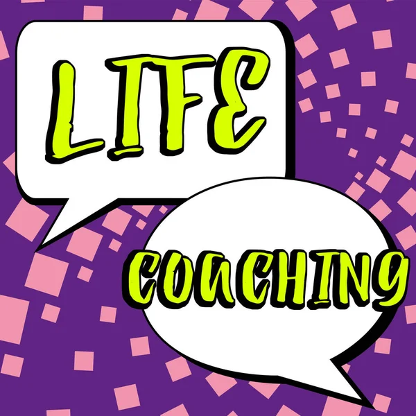 Handwriting Text Life Coaching Internet Concept Improve Lives Challenges Encourages — 스톡 사진