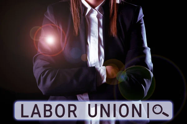 Text caption presenting Labor Union, Word for rules relating to rights and responsibilities of workers