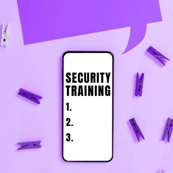 Hand writing sign Security Training, Concept meaning providing security awareness training for end users