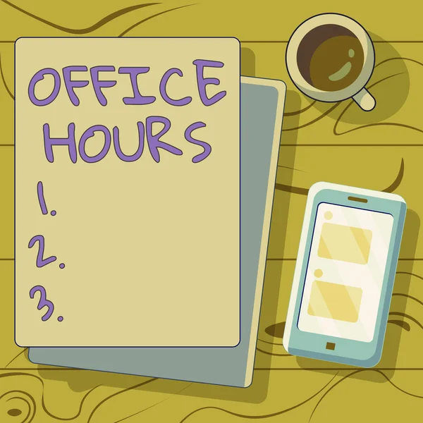 Conceptual Display Office Hours Concept Meaning Hours Which Business Normally — 图库照片
