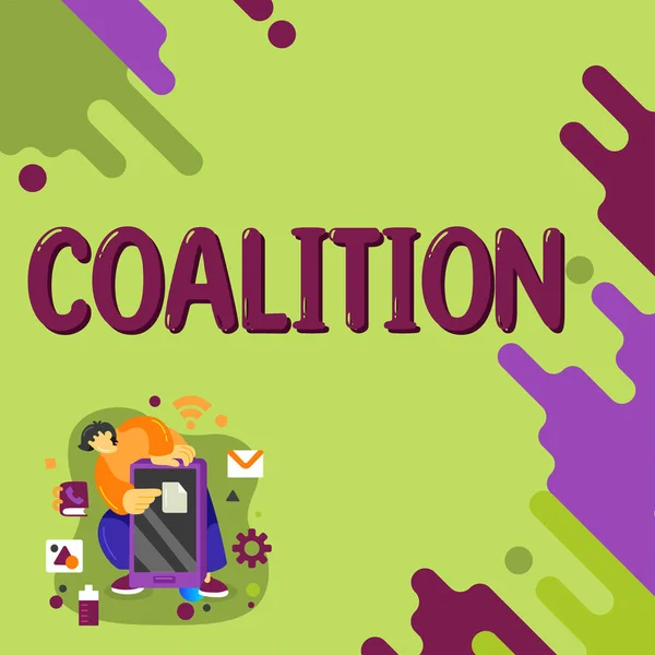 Text Caption Presenting Coalition Conceptual Photo Temporary Alliance Distinct Parties — Fotografia de Stock