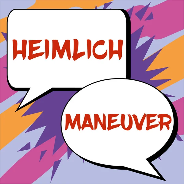 Hand Writing Sign Heimlich Maneuver Internet Concept Application Upward Pressure — Zdjęcie stockowe