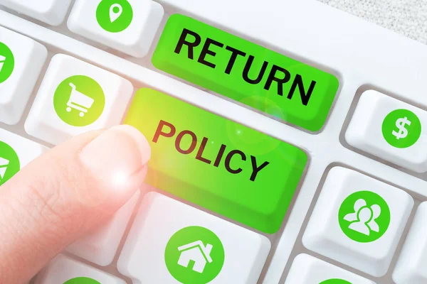 Text Showing Inspiration Return Policy Internet Concept Tax Reimbursement Retail — Foto Stock