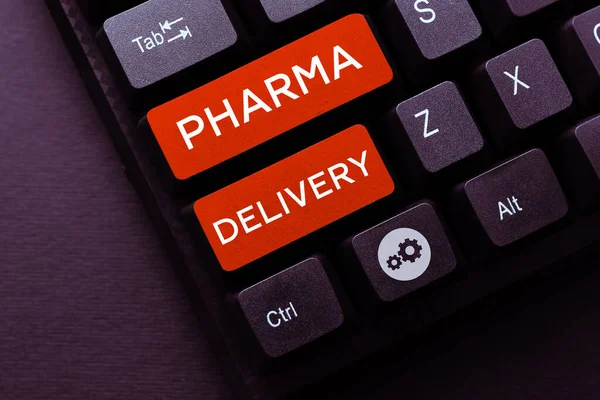 Firma Escritura Mano Pharma Delivery Concepto Negocio Que Recibe Sus —  Fotos de Stock