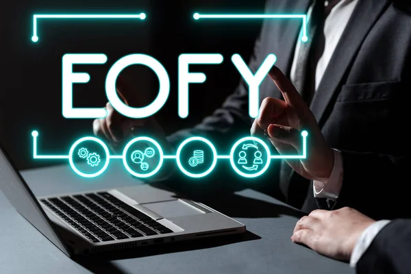 Sign Displaying Eofy Business Approach Mega Sale Held End Financial — Fotografia de Stock