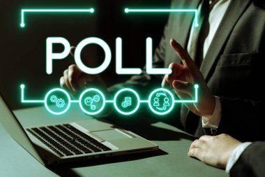 Seçim sürecinde atılan oy sayısının anket, iş yaklaşımı kaydını sunan metin başlığı