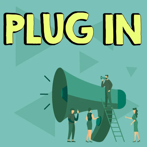 Fogalmi Felirat Plug Concept Jelentése Üzembe Eszköz Elektromosságba Kapcsolni Hogy — Stock Fotó