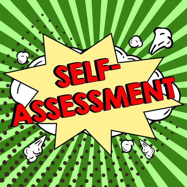 Conceptual Display Self Assessment Word Pride Confidence Oneself Stand Yourself — Fotografia de Stock