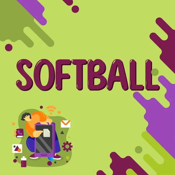 Writing Displaying Text Softball Word Written Sport Similar Baseball Played —  Fotos de Stock