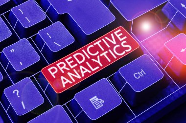 Text sign showing Predictive Analytics, Business approach Optimize Collection Achieve CRM Identify Customer