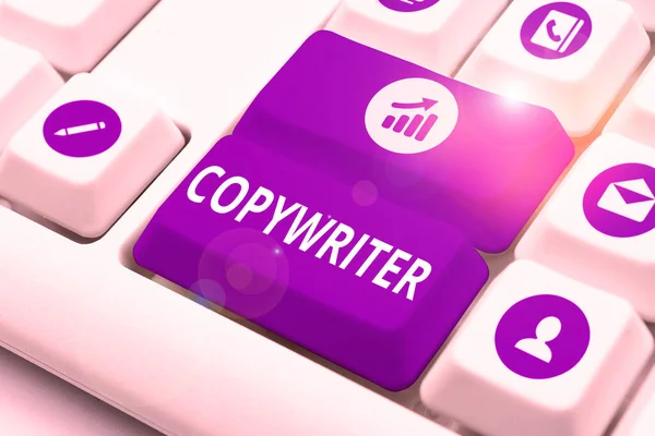 Writing Displaying Text Copywriter Business Overview Writing Text Advertisements Publicity — ストック写真