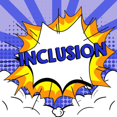 Handwriting text Inclusion, Word Written on action state including of being included within group or structure